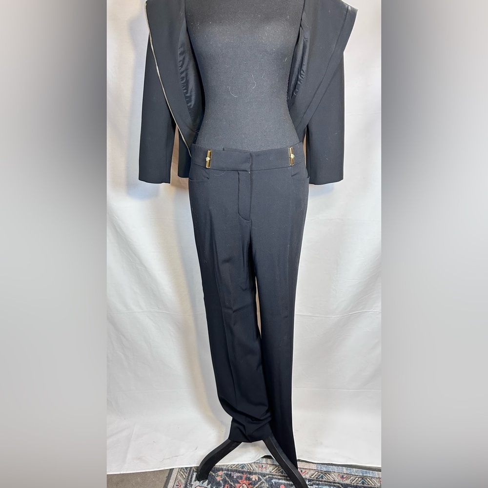 Authentic Versace Black Two-Piece Women’s Pantsuit Gold Wool - Picture 4 of 9